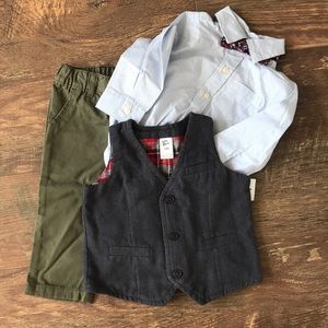 Carter’s 3 piece outfit with grey vest 12 months